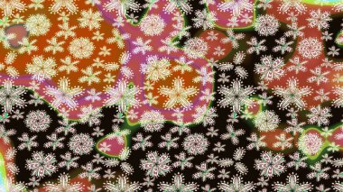 3D çiçekler, eskiz. Raster illüstrasyonu. Kahverengi renklerde.