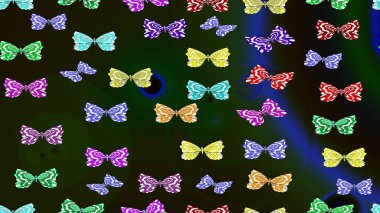 Raster çiçek desenli kelebek deseni. Gri renkli illüstrasyon. Kağıt, kumaş ve ambalaj için uygun.