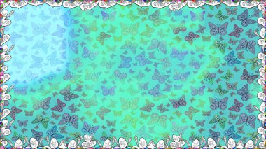 Mistik, semboller. Tekrarlanan karalamalar. Kusursuz renksiz desen. Mavi arkaplanda el çizimi.