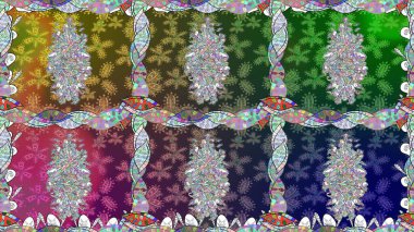 Duvar kağıdı, web sitesi arka planı, ambalaj kağıdı, davetiye, broşür, afiş veya web sitesi için kusursuz çiçek deseni kullanılabilir. Parlak elementlerin. El çizimi Raster illüstrasyonu.