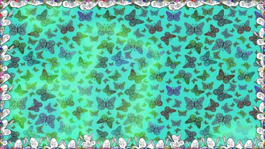 Fantezi sevimli illüstrasyon. Mavi kelebek çizimi. Kıyafetler, erkekler, kızlar ve duvar kağıtları için soyut, pürüzsüz desen. Raster illüstrasyonu. Güzel suluboya kelebekler.