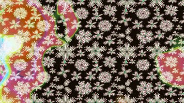 Çiçek desenli çizim. Raster illüstrasyonu. Asya tekstil tarzında. Güzel kumaş deseni. Renkli Bahar Teması eskiz kalıbı. Düz Çiçek Elementleri Tasarımı.