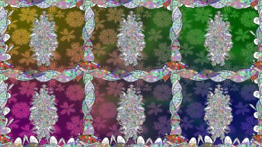 Yeşil renkte güzel çiçekler, suluboya desenli, duvar kağıdı, kart ya da kumaş için fayanslı. Raster..