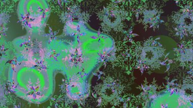 Çiçeklerle suluboya desenli çiçek deseni. Raster illüstrasyonu. Yeşil renkte güzel tekstil.