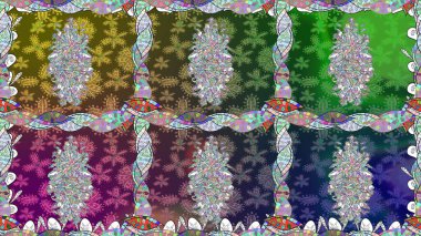 Küçük çiçekte güzel bir desen. Küçük renkli çiçekler. Motley illüstrasyonu. Moda baskıları için zarif bir şablon. Yeşil çiçekli bahar çiçekleri.