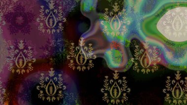 Renkli Bahar Teması eskiz kalıbı. Düz Çiçek Elementleri Tasarımı. Asya tekstil tarzında. Raster illüstrasyonu. Çiçek desenli çizim. Güzel kumaş deseni.