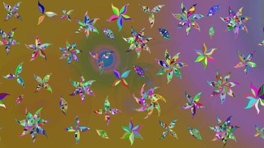 Hediye ambalaj kağıdı, tebrik kartları, posterler ve pankart tasarımı. Raster düz çiçek çizim deseni. Kahverengi renkte çiçekler.