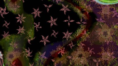 Kahverengi renkli etnik çiçeklerin olduğu zarif bir eskiz modeli. Asya Tekstil 'inde Raster Çiçek İllüstrasyonu.