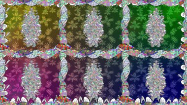 Raster illüstrasyonu. Yeşil renkli yeşil papatya deseni. Yeşil renklerde.