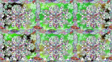 Çiçeksiz desenli arka plan, darbeler, sıçramalar, yaz çiçekleri. Tarafsız renklerde çiçekler. Raster illüstrasyonu.