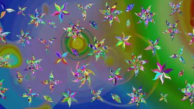 Yeşil renkli etnik çiçeklerle süslenmiş zarif bir eskiz şekli. Raster Çiçek İllüstrasyon Şirin Tekstil.