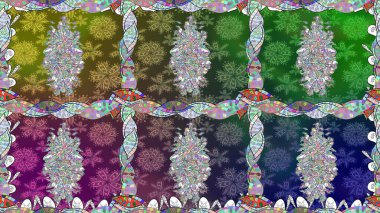 Çiçekli karalama şeklinde Raster çiçek deseni. Yumuşak, yaz çiçekli arka plan. Yeşil renkte çiçekler.