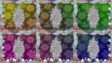 Raster illüstrasyonunda kusursuz çiçek deseni. Yeşil renklerde. Güzel kumaş deseni. Raster illüstrasyonu.