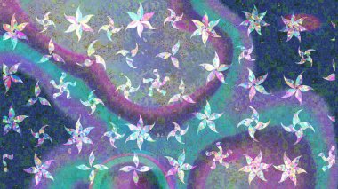 Çiçekle kusursuz desen. Mavi renkli çiçekler. Renkli Bahar Temalı Kusursuz Arkaplan. Düz Çiçek Elementleri Tasarımı.