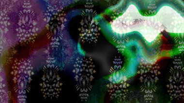 Çiçek desenli çizim. Raster illüstrasyonu. Asya tekstil tarzında. Güzel kumaş deseni. Renkli Bahar Teması eskiz kalıbı. Düz Çiçek Elementleri Tasarımı.