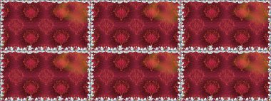 Kırmızı renkte çiçekler. Düz Çiçek Elementleri Tasarımı. Sevimli çiçek raster deseni. Renkli Bahar Teması Kusursuz Arkaplan.