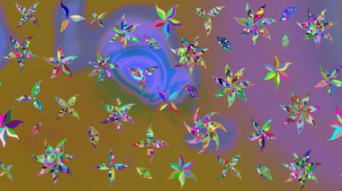 Kahverengi renkli çiçekler. Renkli Bahar temalı eskiz kalıbı. Çiçekli çiçek deseni, suluboya. Düz Çiçek Elementleri Tasarım Raster illüstrasyonu.