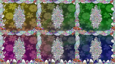 Kusursuz dekoratif arka plan, çiçek mandala. Çiçek. Raster illüstrasyonu. Yeşil renklerde.