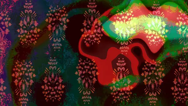 Kahverengi renkli bitkilerden oluşan parlak çiçekli çizim deseni.