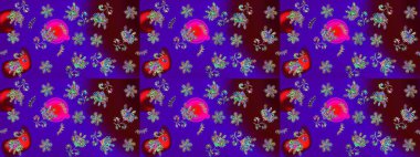 Raster illüstrasyonu. Çizim çiçek deseni duvar kâğıdı olarak kullanılabilir. Mor renkte çiçekler.