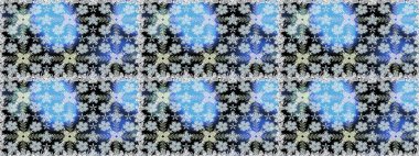 Çiçek ve yapraklı karalama şeklinde Raster çiçek deseni. Yumuşak, mavi renkte bahar çiçekleri. Raster illüstrasyonu.