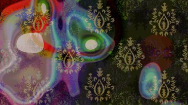 Çiçek desenli çizim. Raster illüstrasyonu. Asya tekstil tarzında. Gri renkli çiçekler. Raster illüstrasyonu.