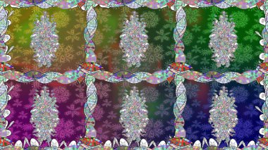 Hediye ambalaj kağıdı, tebrik kartları, posterler ve pankart tasarımı. Yeşil renkli çiçekler. Raster düz çiçekleri pürüzsüz desen.