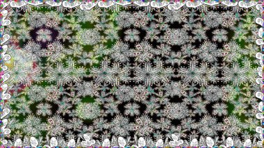 İşlemeli çiçekli, dikişsiz desen. Parmak izi, kumaş, duvar kâğıdı, tekstil için raster dokusu. Renkli grunge soyut arkaplanı Cologray çiçekleriyle zenginleştirir.