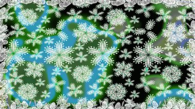 Yeşil renkli çiçekler. Kusursuz çiçek deseni. Asya tekstil tarzında. Raster illüstrasyonu. Raster illüstrasyonu.