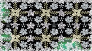 Klasik çiçekler. Yaz çiçekleri teması. Siyah renkler. Suluboya resim taklit Raster çizimi. El çizimi soyut süslü elementler.