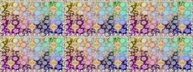 Klasik çiçek dokusu. Kart, duvar kağıdı, ambalaj ve tekstil için klasik tasarım. Kusursuz desenli altın elementler. Raster illüstrasyonu. Altın şablon. Tarafsız renklerde Royal retro.