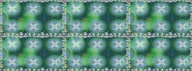 Güzel kumaş deseni. Raster illüstrasyonunda kusursuz çiçek deseni. Yeşil renklerde. Raster illüstrasyonu.