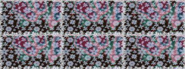 Motley illüstrasyonu. Küçük çiçekte güzel bir desen. Moda baskıları için zarif bir şablon. Küçük renkli çiçekler. Kusursuz. Çiçekli bahar çiçekleri.