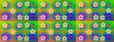 Kar Tanesi Simgesi. Raster illüstrasyonu. Raster illüstrasyonu. Yeşil, mavi ve sarı renklerde izole kar taneleri.