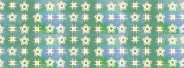 Noel ve yeni yıl moda baskıları için tatil tasarımı. Mavi ve yeşil renkler. Raster illüstrasyonu. Kar tanelerinin soyut arkaplanlı Noel deseni.