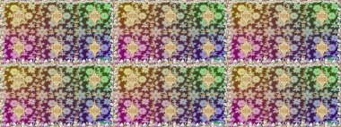 Çizgi sanatı tasarım şablonu için kusursuz sınır. Doğu tarzı element. Altın desenli çiçek dekoru. Tarafsız ve kahverengi renklerde altın element. Davetiyeler, kartlar, web sayfası için Raster illüstrasyonu.