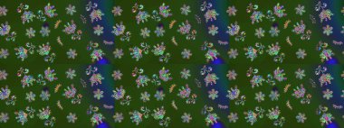 Eski moda arka plan. Çiçek çelengi. Güzel, parlak, pürüzsüz kumaş, tuval. Desen, çizim, çiçek sınırı. Raster illüstrasyonu. Kıvırcık, parlak örgü.