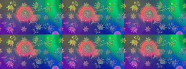 Raster illüstrasyonu. Soyut çiçek çizim kalıbı arka planı. Mavi renklerde. Raster deseni. Küçük çiçekte sevimli çiçek deseni var..