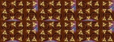 Güzel kar tanesi. Yuvarlak raster kar tanesi. Raster illüstrasyonu. Renkli arka planda izole tatlı kar taneleri. Soyut kış kahverengisi, sarı ve mor süs.