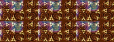 Kar taneleri radyal kahverengi ve sarı renktedir. Renkli arka planda güzel kar taneleri. Raster illüstrasyonu..