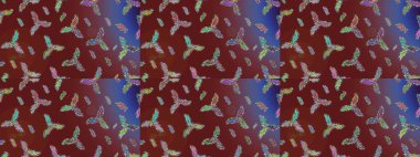 Arkaplanda soyut kar taneleri olan düz tasarım. Raster illüstrasyonu. Kar taneleri arka planda. Kar tanesi süsleme deseni. Kar taneleri deseni.