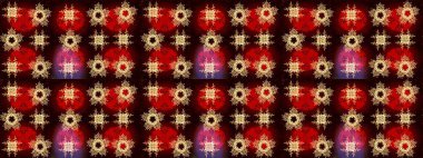 Raster illüstrasyonu. Çiçek Elementleri 'nin soyut geçmişi. Kahverengi, kırmızı ve siyah renkler üzerine tasarım. Raster kış deseni.