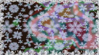 Raster Floral Illustration, Asyalı tekstil. Tarafsız renklerde etnik çiçeklerle kusursuz bir desen..