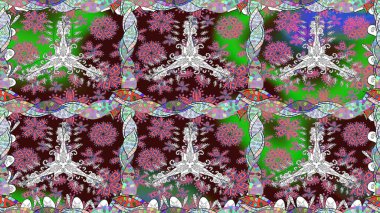 3 boyutlu çiçekler, pürüzsüz. Kahverengi renklerde. Raster illüstrasyonu.