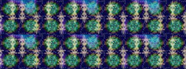 Raster illüstrasyonu. Soyut kış mavisi, yeşil ve gri süs. Yuvarlak raster kar tanesi. Renkli arka planda izole tatlı kar taneleri. Güzel kar tanesi..