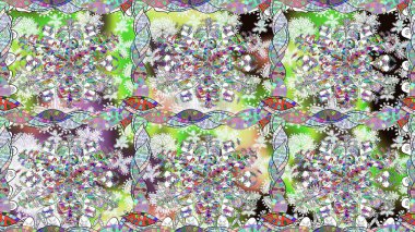 Tarafsız renklerde şirin bir çiçek deseni. Raster Modaya uygun kumaş deseni. Düz Çiçek Elementleri Tasarımı. Renkli Bahar Teması Kusursuz Arkaplan.