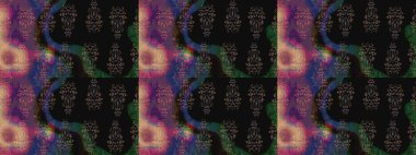 Renkli Bahar Teması eskiz kalıbı. Raster illüstrasyonundaki çiçek desenli çizim. Süslü kumaş deseni. Düz Çiçek Elementleri Tasarımı.