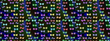 Kelebek, kanat, neon renkli yaratıcı raster arka plan. Moda tarzı. Kızlar, erkekler, elbiseler, duvar kağıtları için soyut çizim kalıbı. Tekstil ve kumaş için komik kelebek deseni.