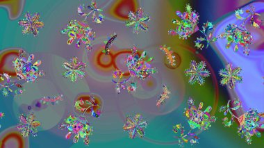 Kabile sanatı boho baskısı, klasik çiçek arkaplanı. Soyut etnik raster çizim kalıbı. Arkaplan dokusu, duvar kağıdı, mavi renkli çiçek teması.