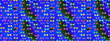 Tropikal temalı kelebek deseni. Tekstil, duvar kâğıtları, web sayfası arkaplanları ve yüzey dokuları için mükemmel. Mavi renklerle çizilmiş sevimli kelebek deseni. Raster illüstrasyonu.